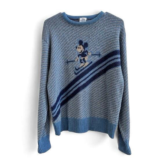 Kennington Vintage California Blue Disney Mickey Mouse Ski Sweater size Large - Picture 1 of 9